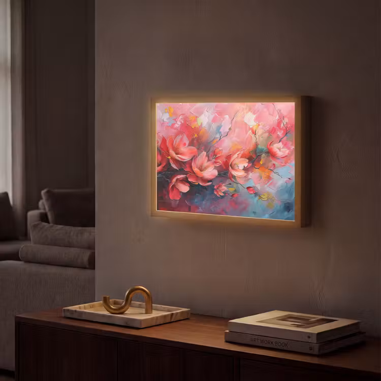 Lightbox - Wandlamp - Bloemen - Roze - Natuur- Kunst - Abstract — 2