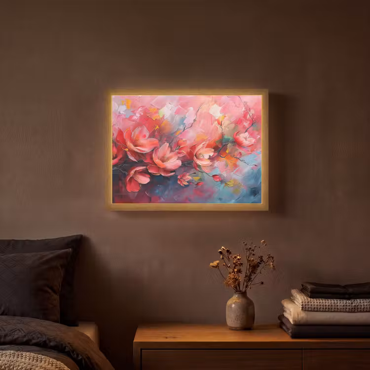 Lightbox - Wandlamp - Bloemen - Roze - Natuur- Kunst - Abstract — 3