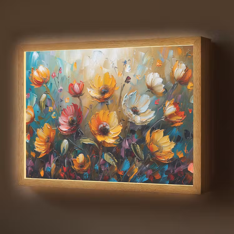 Lightbox - Wandlamp - Bloemen - Verf - Kunst - Modern — 1