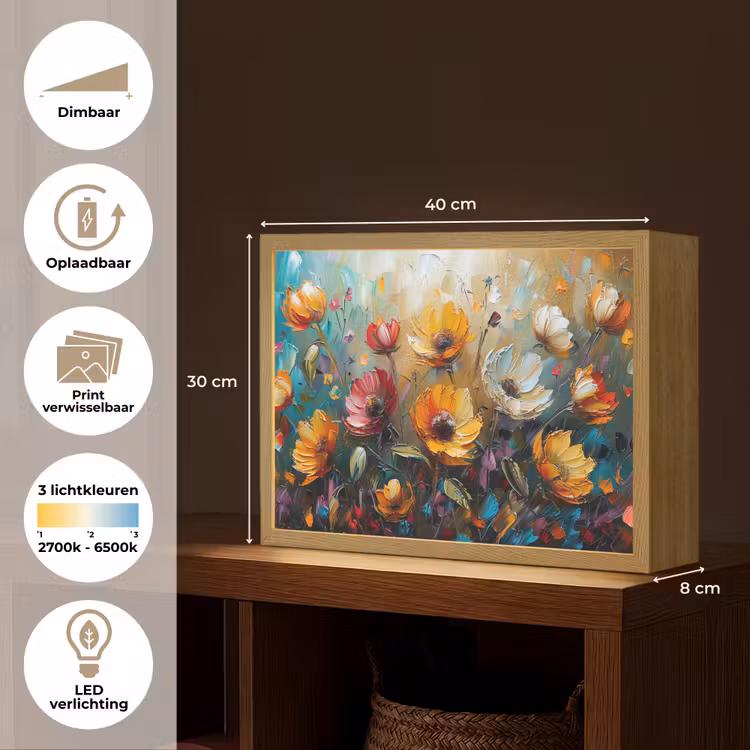 Lightbox - Wandlamp - Bloemen - Verf - Kunst - Modern — 10