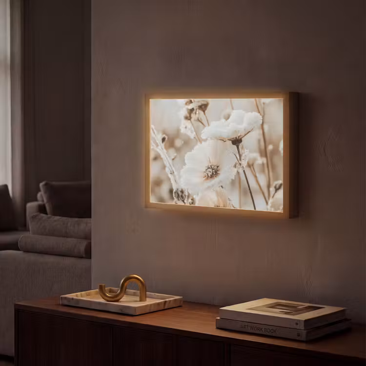Lightbox - Wandlamp - Bloemen - Winter - Wit - Sneeuw - Beige — 2