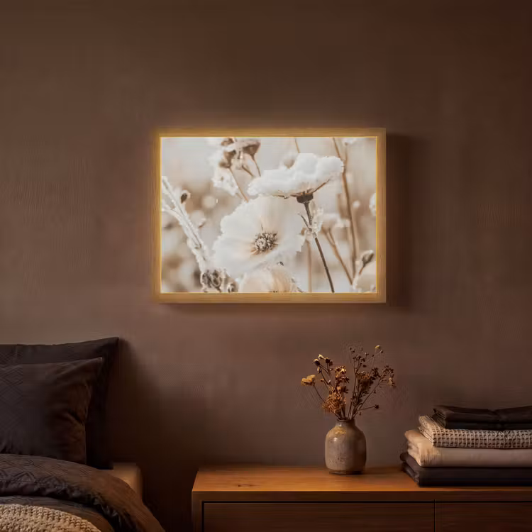 Lightbox - Wandlamp - Bloemen - Winter - Wit - Sneeuw - Beige — 3