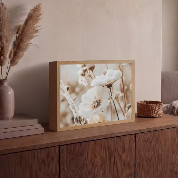 Lightbox - Wandlamp - Bloemen - Winter - Wit - Sneeuw - Beige — 4