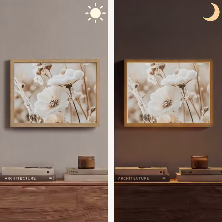Lightbox - Wandlamp - Bloemen - Winter - Wit - Sneeuw - Beige — 6