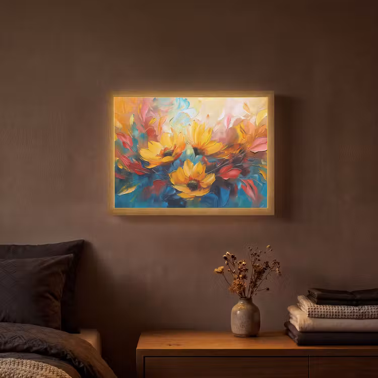 Lightbox - Wandlamp - Bloemen - Zonnebloemen - Kunst - Geel — 3