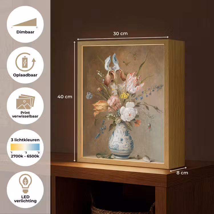 Lightbox - Wandlamp - Bloemstilleven - Balthasar van der Ast - Oude Meesters — 9