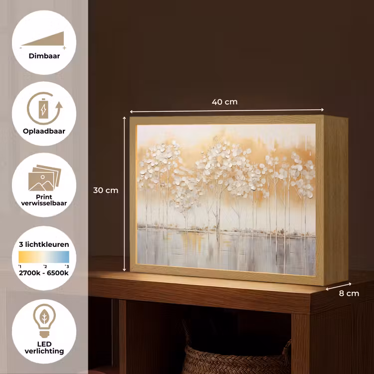 Lightbox - Wandlamp - Bomen - Kunst - Acryl - Natuur — 10