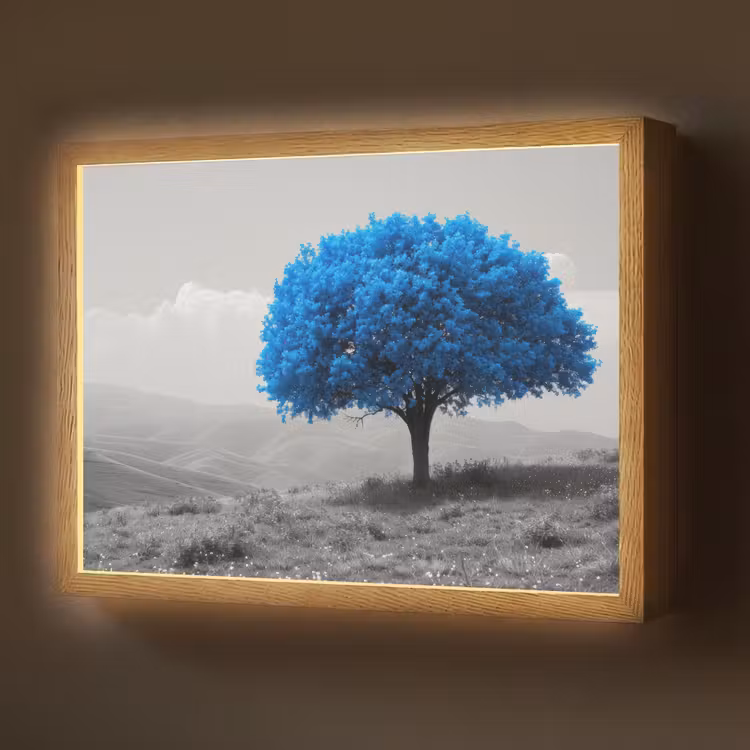 Lightbox - Wandlamp - Boom - Natuur - Blauw - Zwart wit — 1