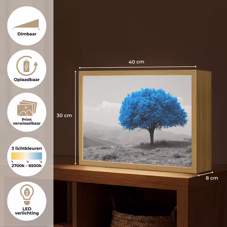 Lightbox - Wandlamp - Boom - Natuur - Blauw - Zwart wit — 10