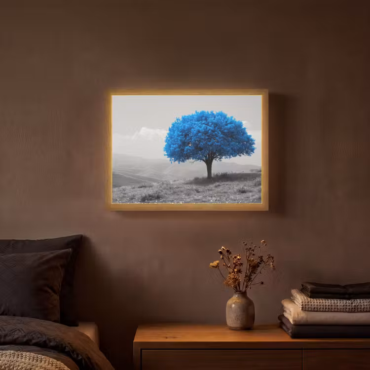 Lightbox - Wandlamp - Boom - Natuur - Blauw - Zwart wit — 3