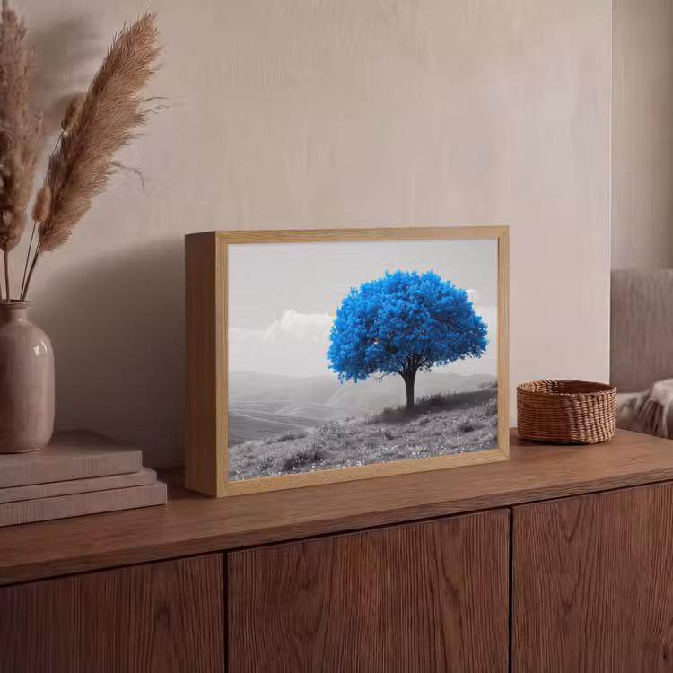 Lightbox - Wandlamp - Boom - Natuur - Blauw - Zwart wit — 4