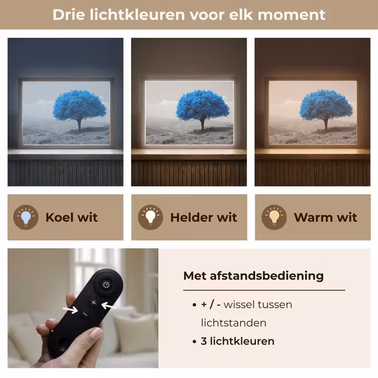 Lightbox - Wandlamp - Boom - Natuur - Blauw - Zwart wit — 8