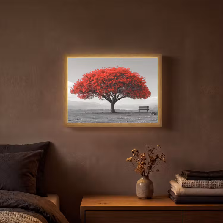 Lightbox - Wandlamp - Boom - Rood - Natuur - Zwart wit — 3