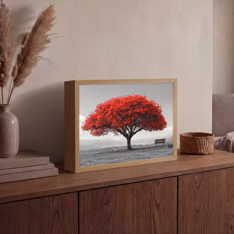 Lightbox - Wandlamp - Boom - Rood - Natuur - Zwart wit — 4