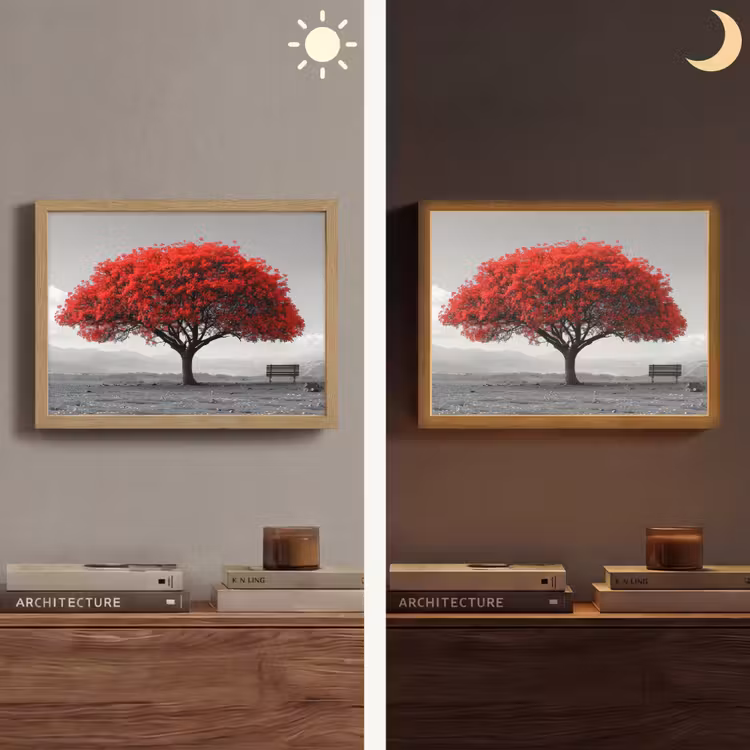 Lightbox - Wandlamp - Boom - Rood - Natuur - Zwart wit — 6