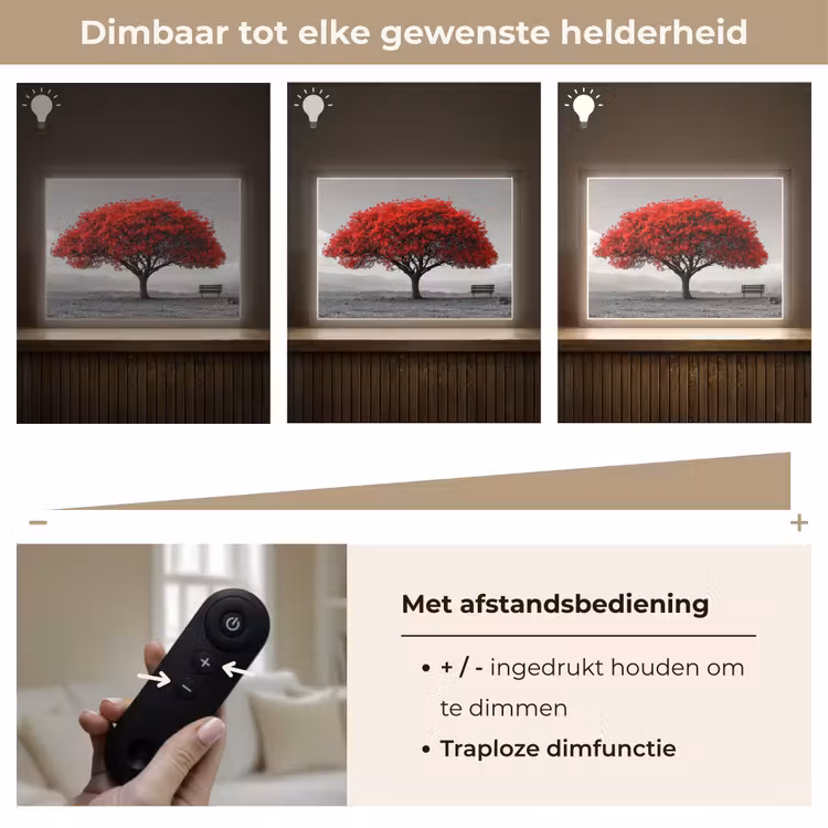 Lightbox - Wandlamp - Boom - Rood - Natuur - Zwart wit — 9