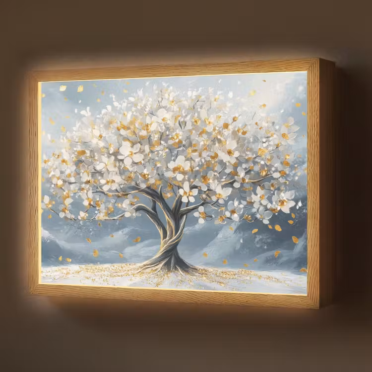 Lightbox - Wandlamp - Boom - Winter - Levensboom - Modern - Goud — 1