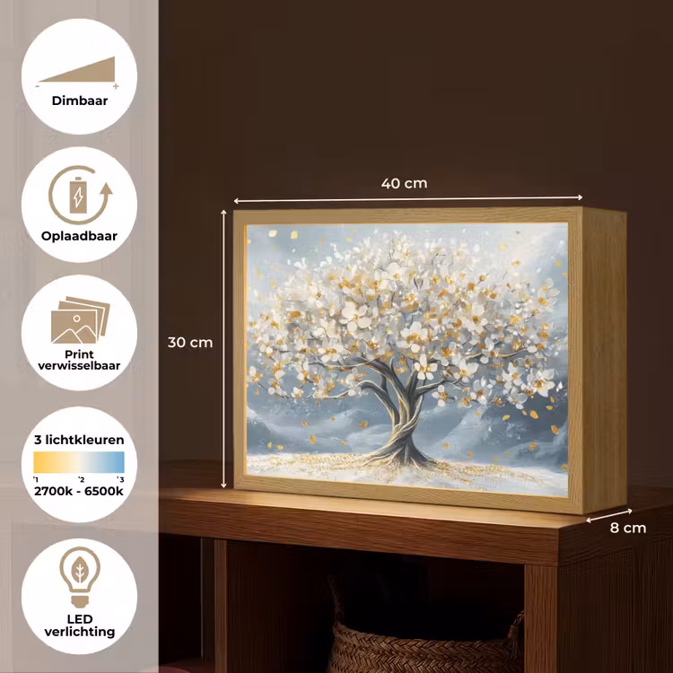 Lightbox - Wandlamp - Boom - Winter - Levensboom - Modern - Goud — 10