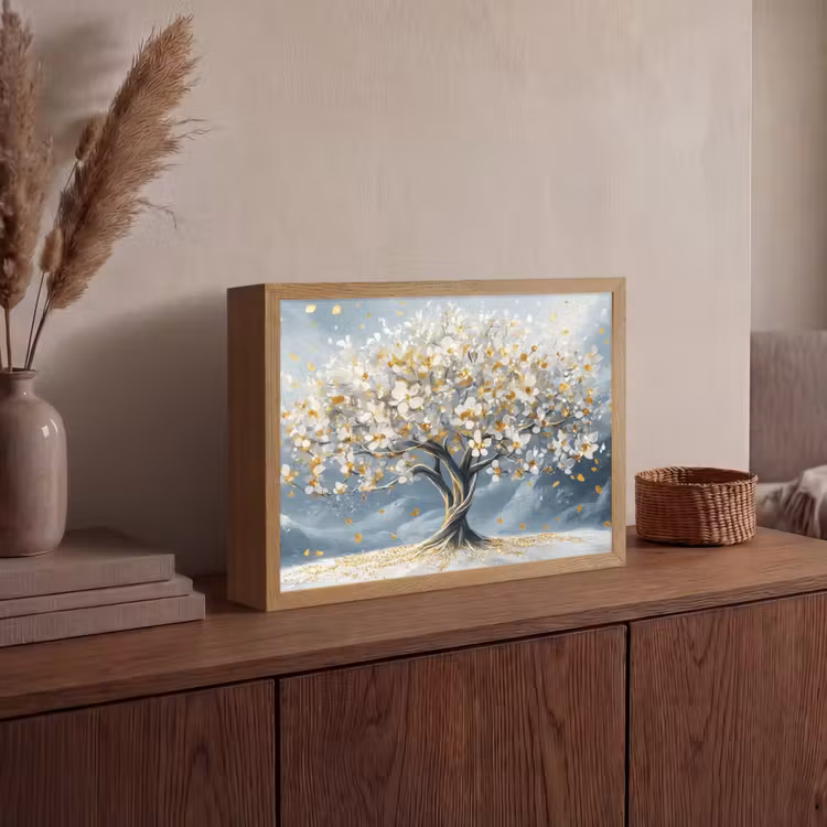 Lightbox - Wandlamp - Boom - Winter - Levensboom - Modern - Goud — 4
