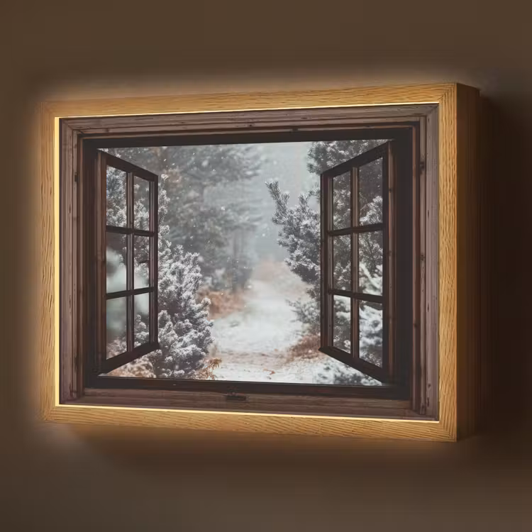 Lightbox - Wandlamp - Bos - Winter - Bomen - Natuur - Pad - Doorkijk — 1