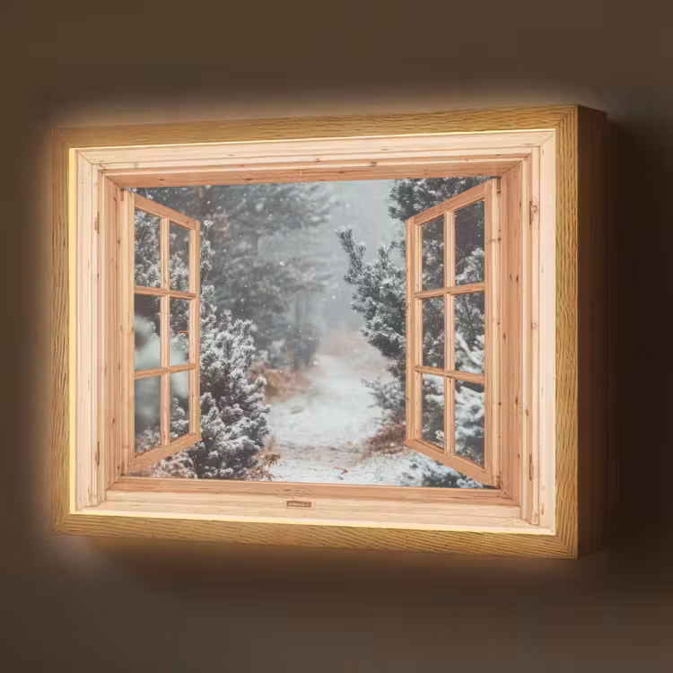 Lightbox - Wandlamp - Bos - Winter - Bomen - Natuur - Pad - Doorkijk — 1