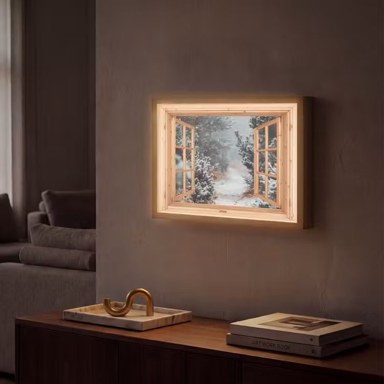 Lightbox - Wandlamp - Bos - Winter - Bomen - Natuur - Pad - Doorkijk — 2