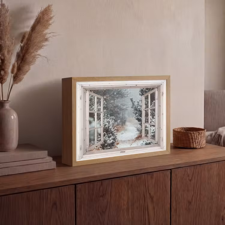 Lightbox - Wandlamp - Bos - Winter - Bomen - Natuur - Pad - Doorkijk - Wit — 4