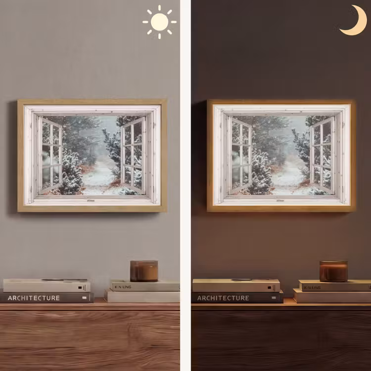 Lightbox - Wandlamp - Bos - Winter - Bomen - Natuur - Pad - Doorkijk - Wit — 6