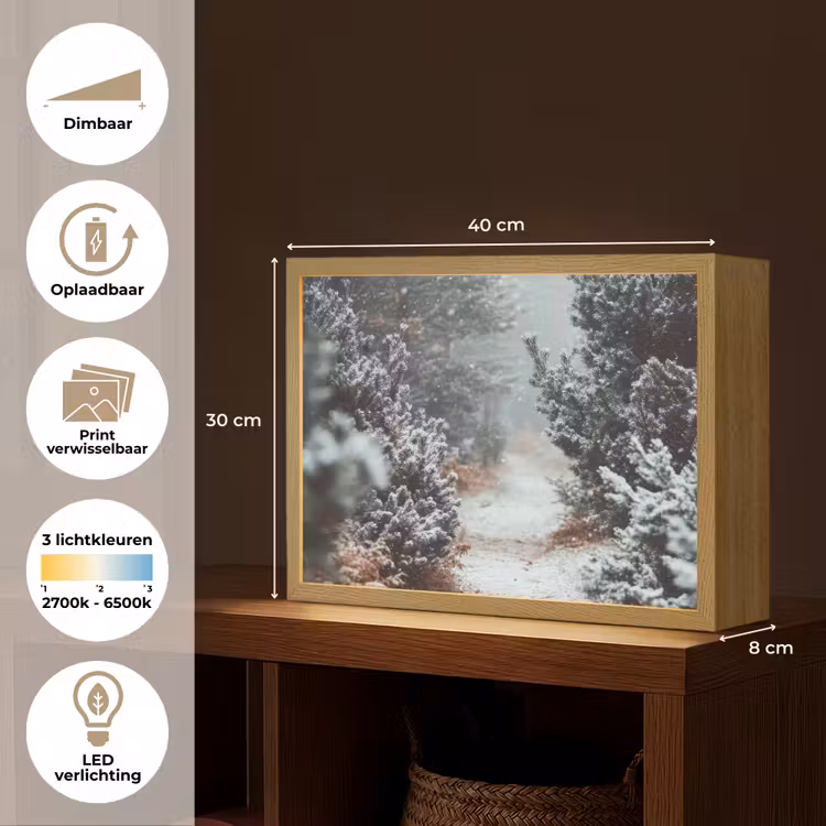 Lightbox - Wandlamp - Bos - Winter - Bomen - Natuur - Pad - Sneeuw — 10