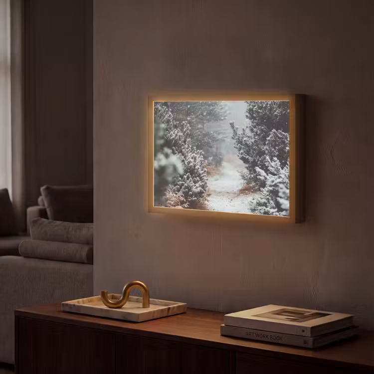 Lightbox - Wandlamp - Bos - Winter - Bomen - Natuur - Pad - Sneeuw — 2