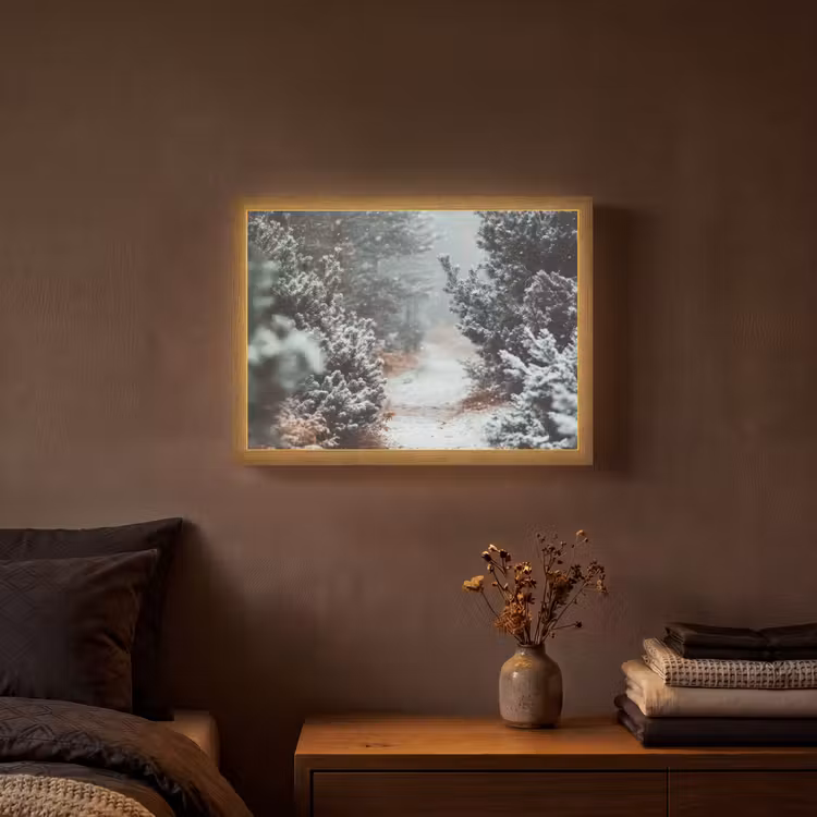 Lightbox - Wandlamp - Bos - Winter - Bomen - Natuur - Pad - Sneeuw — 3