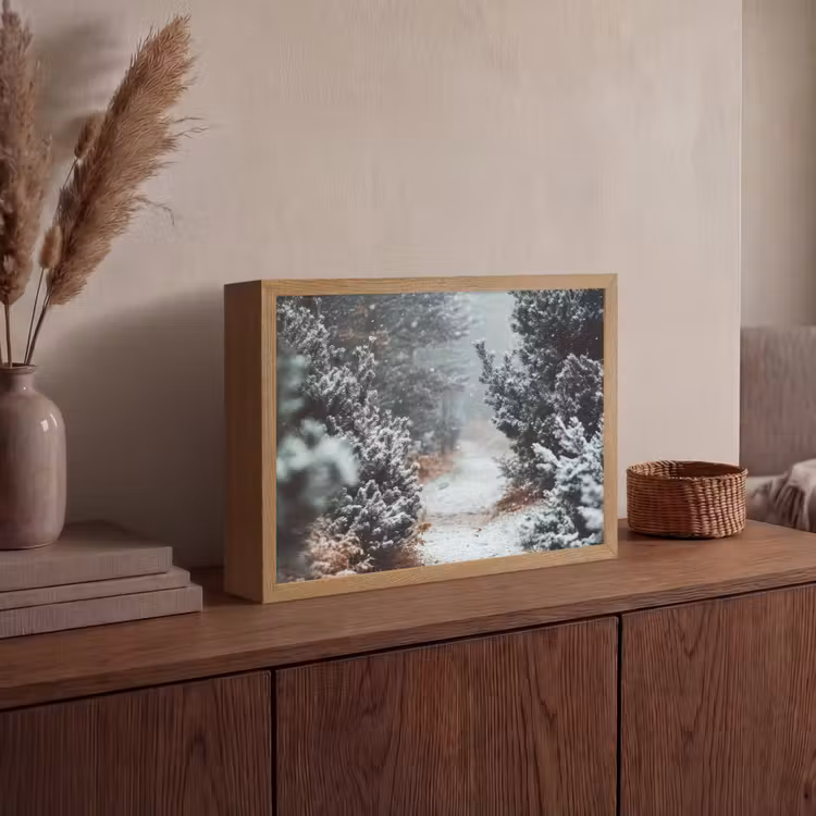 Lightbox - Wandlamp - Bos - Winter - Bomen - Natuur - Pad - Sneeuw — 4