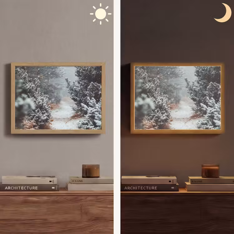 Lightbox - Wandlamp - Bos - Winter - Bomen - Natuur - Pad - Sneeuw — 6