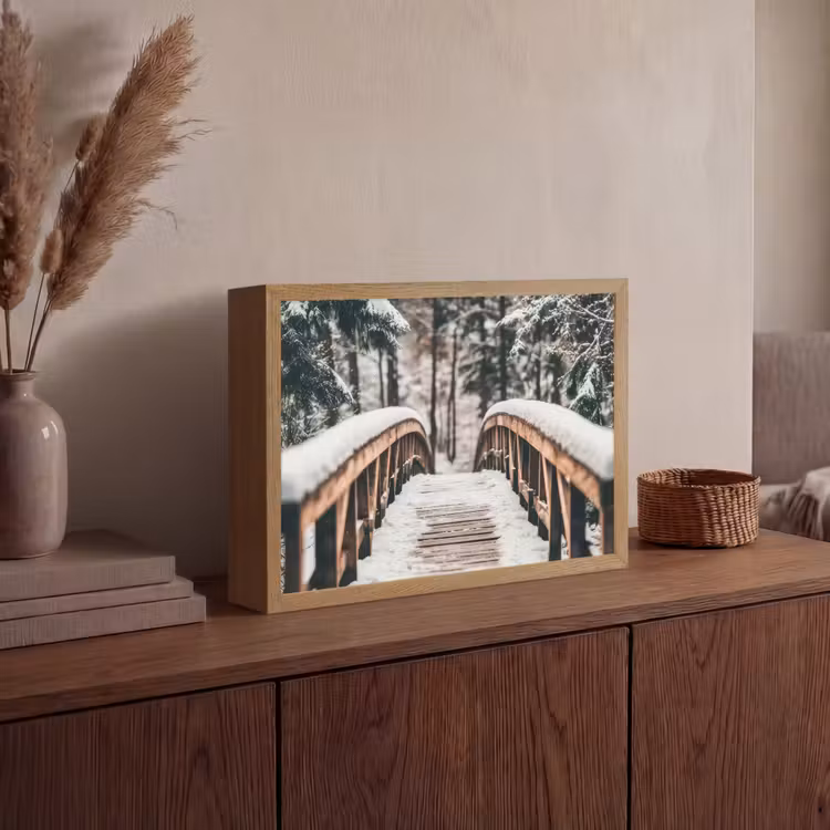Lightbox - Wandlamp - Brug - Winterlandschap - Bos - Natuur - Sneeuw — 4
