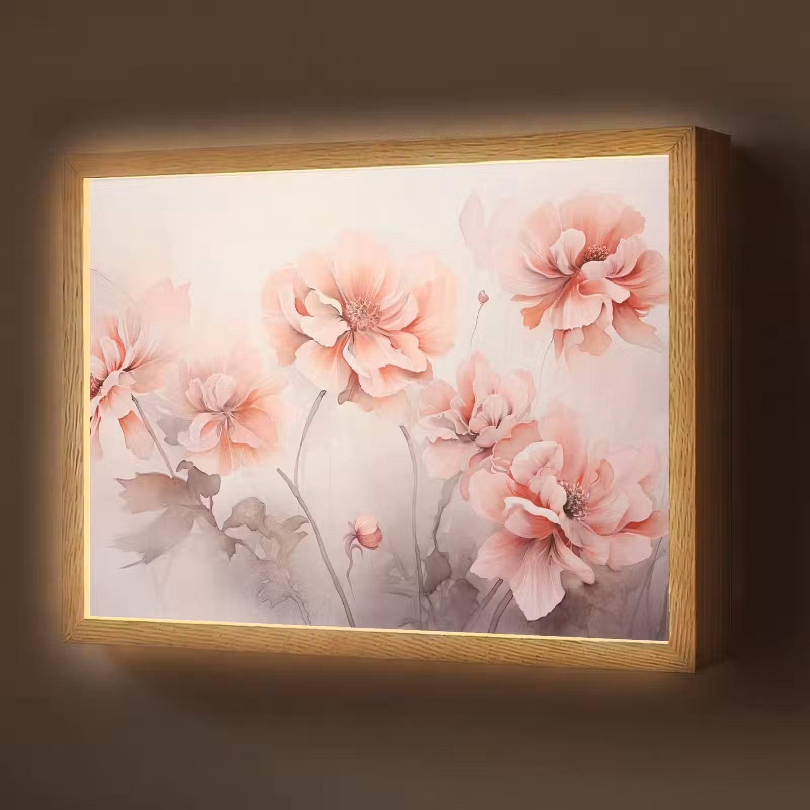 Lightbox - Wandlamp - Bloemen - Roze - Kunst - Abstract - Aquarel — 1