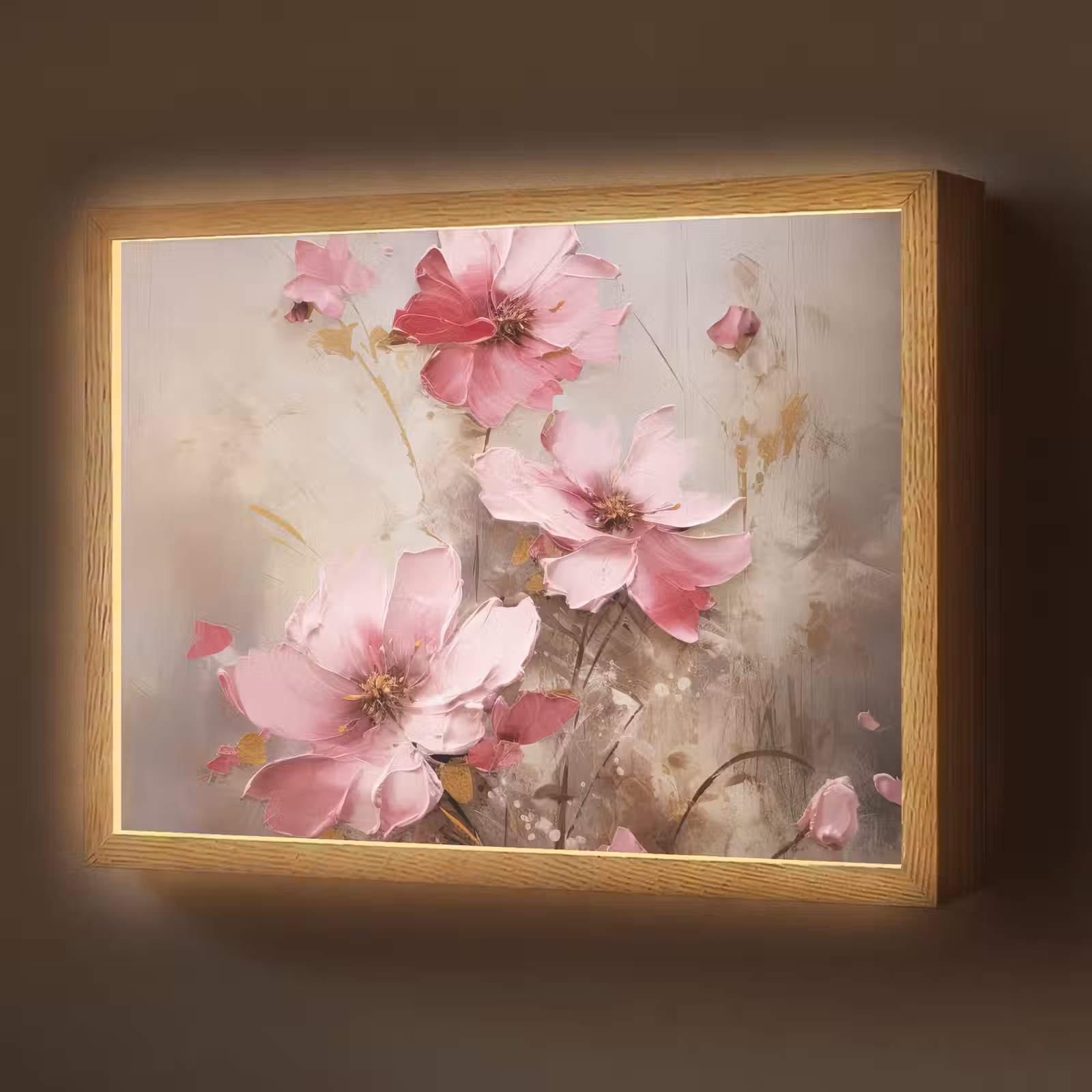 Lightbox - Wandlamp - Bloemen - Roze - Kunst - Watercolor — 1