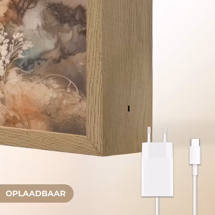 Lightbox - Wandlamp - Abstract - Beige - Verf - Kunst - Natuur - Bloemen — 7