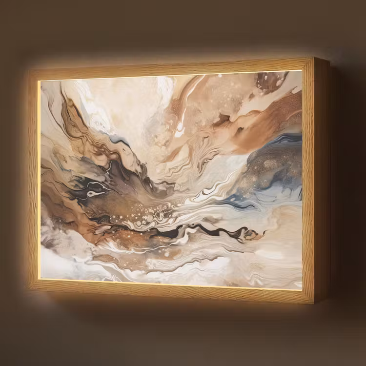 Lightbox - Wandlamp - Abstract - Kunst - Verf - Beige - Modern — 1