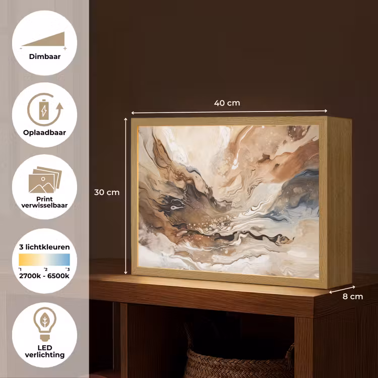 Lightbox - Wandlamp - Abstract - Kunst - Verf - Beige - Modern — 10