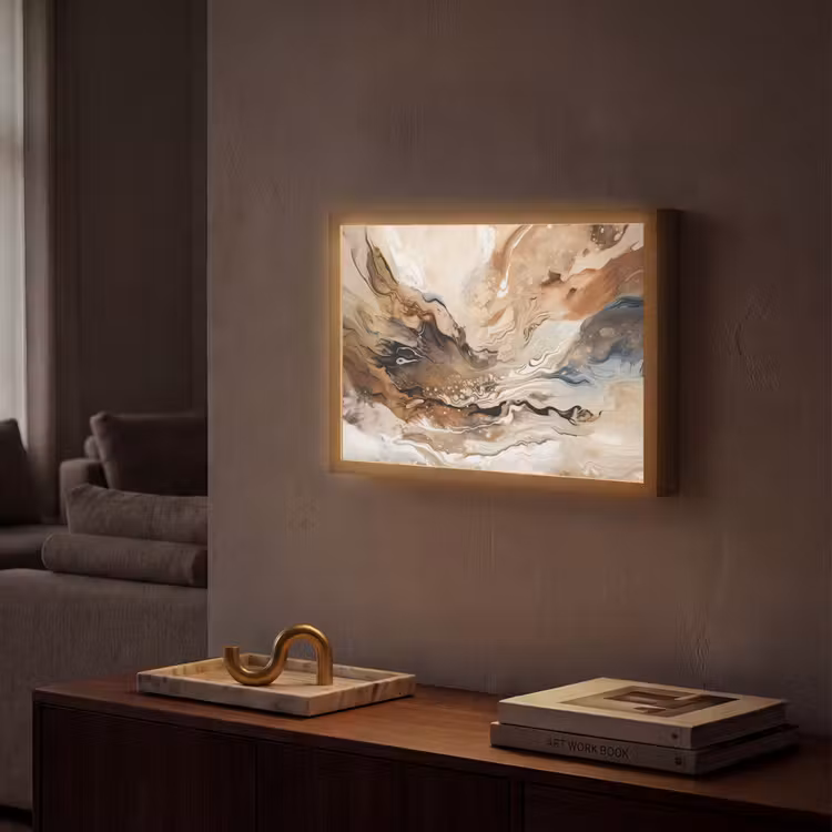 Lightbox - Wandlamp - Abstract - Kunst - Verf - Beige - Modern — 2