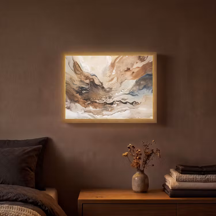 Lightbox - Wandlamp - Abstract - Kunst - Verf - Beige - Modern — 3