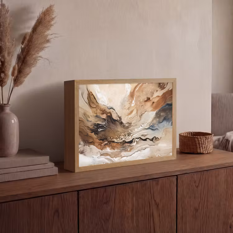 Lightbox - Wandlamp - Abstract - Kunst - Verf - Beige - Modern — 4