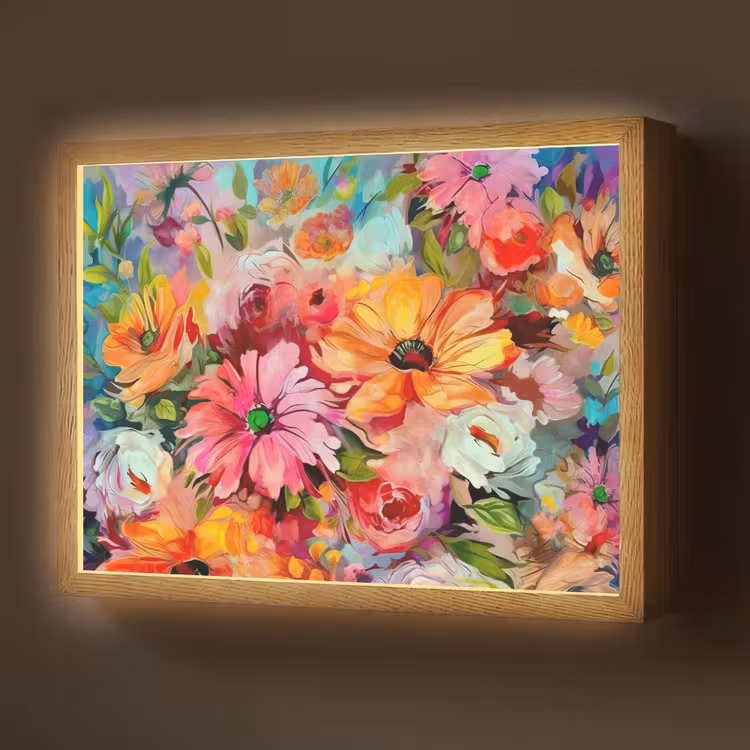 Lightbox - Wandlamp - Bloemen - Kleurrijk - Kunst - Olieverf — 1