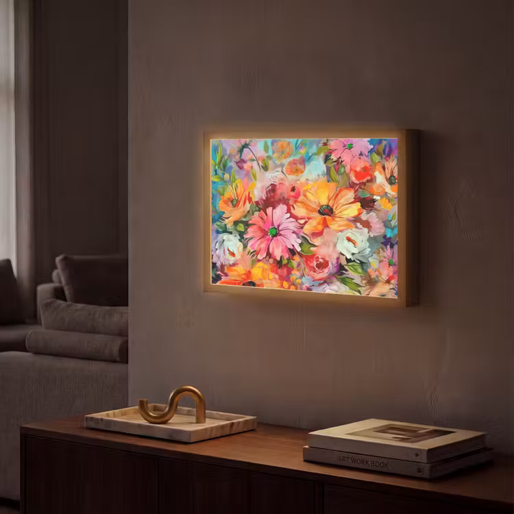 Lightbox - Wandlamp - Bloemen - Kleurrijk - Kunst - Olieverf — 2
