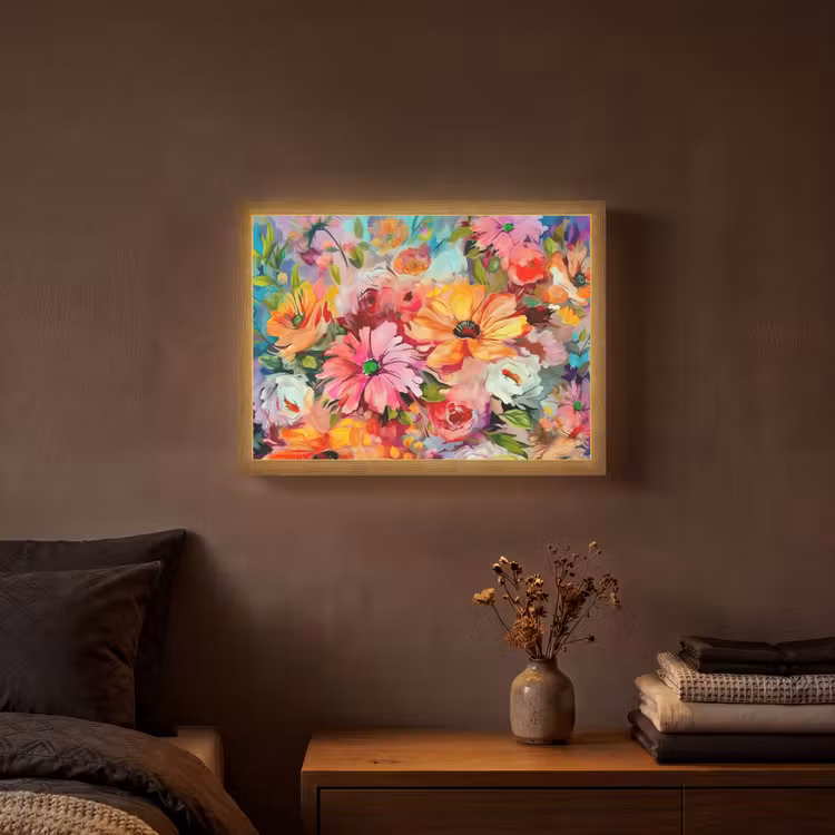 Lightbox - Wandlamp - Bloemen - Kleurrijk - Kunst - Olieverf — 3
