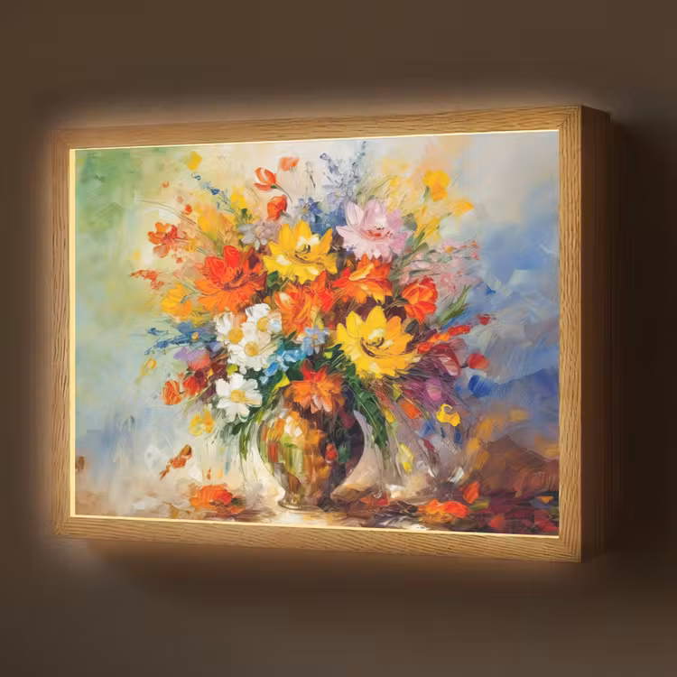 Lightbox - Wandlamp - Bloemen - Kleurrijk - Olieverf - Bloempot — 1