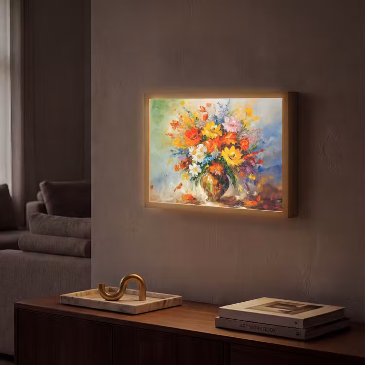 Lightbox - Wandlamp - Bloemen - Kleurrijk - Olieverf - Bloempot — 2