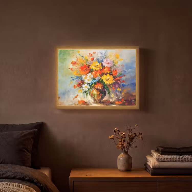 Lightbox - Wandlamp - Bloemen - Kleurrijk - Olieverf - Bloempot — 3