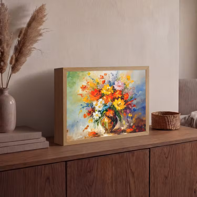 Lightbox - Wandlamp - Bloemen - Kleurrijk - Olieverf - Bloempot — 4