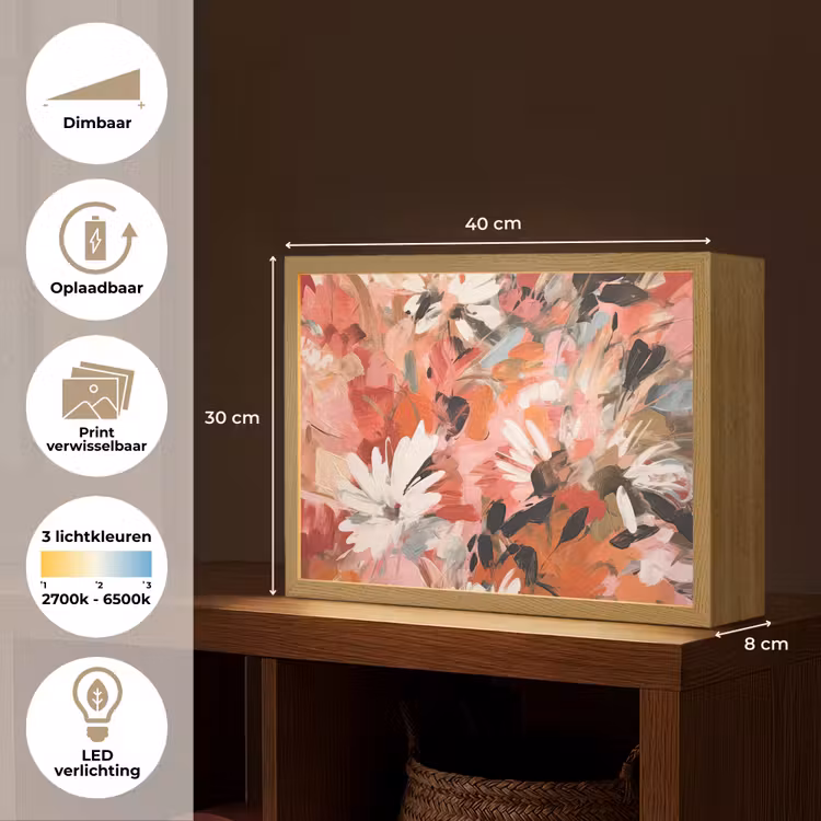 Lightbox - Wandlamp - Bloemen - Kunst - Abstract - Verf — 10